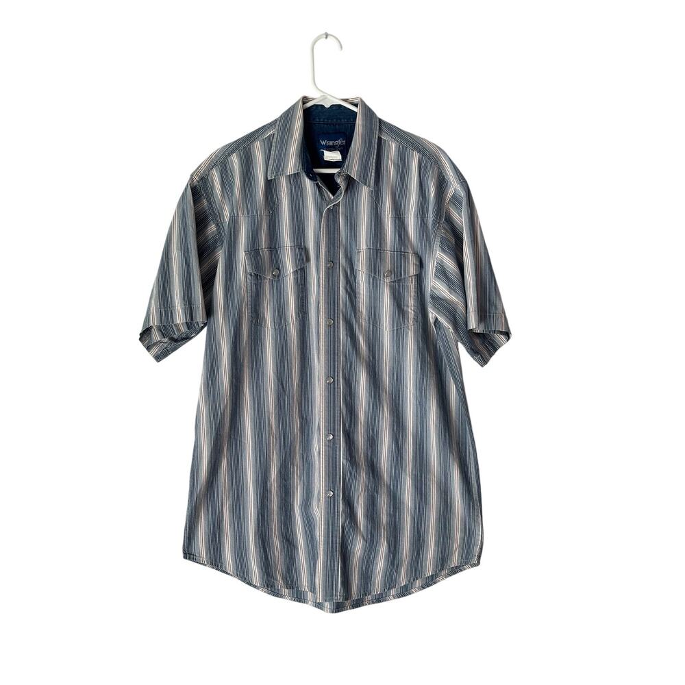 Wrangler Striped Western Shirt Pearl Snaps L/ XL